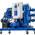 The best way to remove emulsified or dissolved water from hydraulic oil is through vacuum dehydration. VUD vacuum dehydrator image courtesy of Hy-Pro Filtration