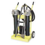 Using a portable filtration system with very fine micron rating such as this filter cart from Parker Hannifin, will clean your hydraulic system and help remove fine particles not trapped by the machine’s permanently installed filters.