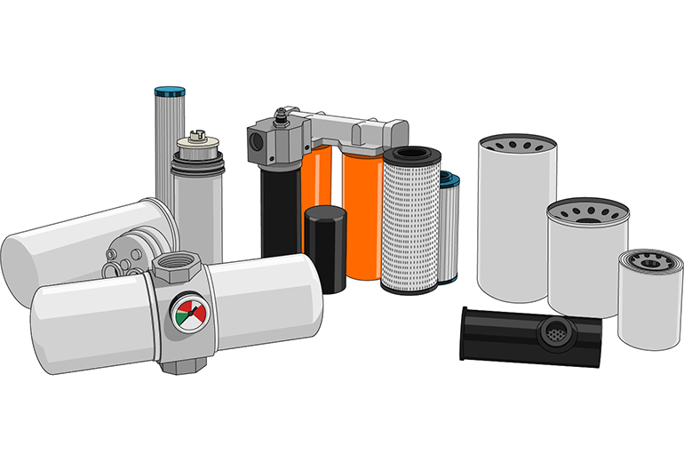 Hydraulic filter examples. Image courtesy of CD Industrial Group