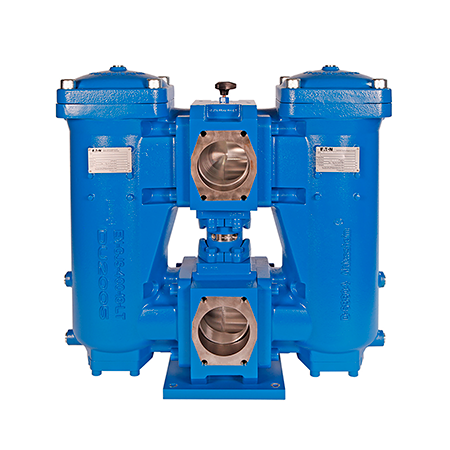 Eaton’s new ASME-certified, DUA duplex pressure filters provide uninterrupted filtration and have a working pressure up to 320 psi (22 bar).